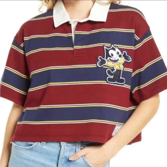 Levi's | Tops | Levis Felix The Cat Rugby Short Sleeve Cropped Top Xs ...
